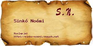 Sinkó Noémi névjegykártya